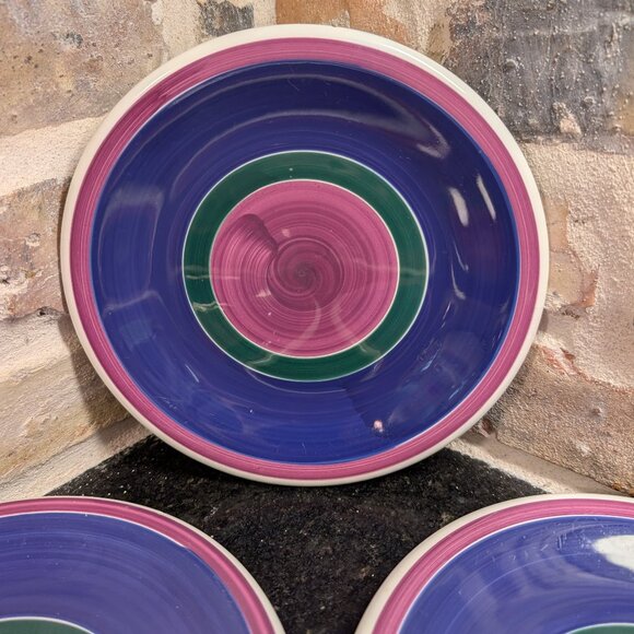 (5) Piece Furio Italy Dish Wear In Purple Blue And Green 8" Plates - Picture 4 of 10